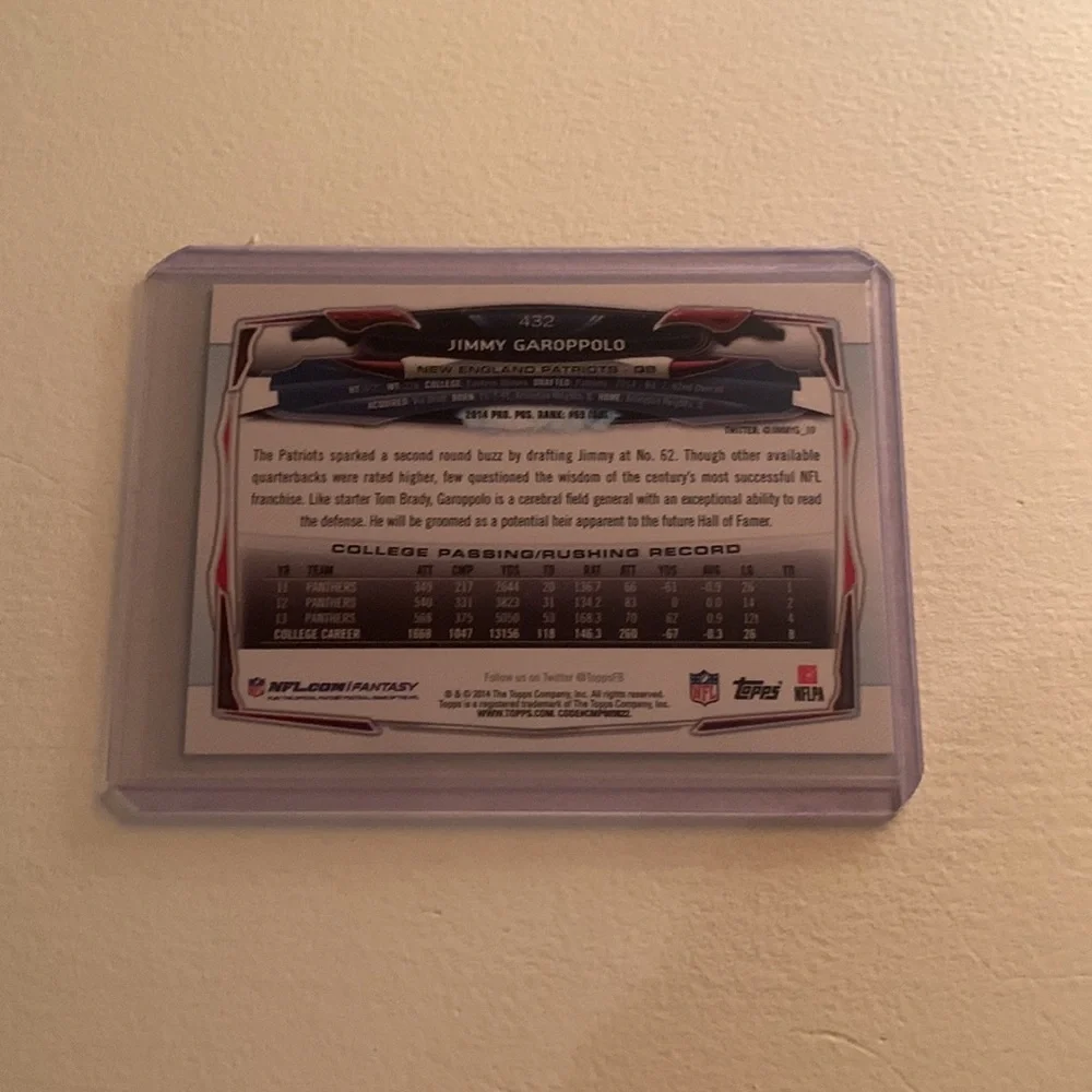 Jimmy garopulo rookie card Topps Base - Picture 2 of 2